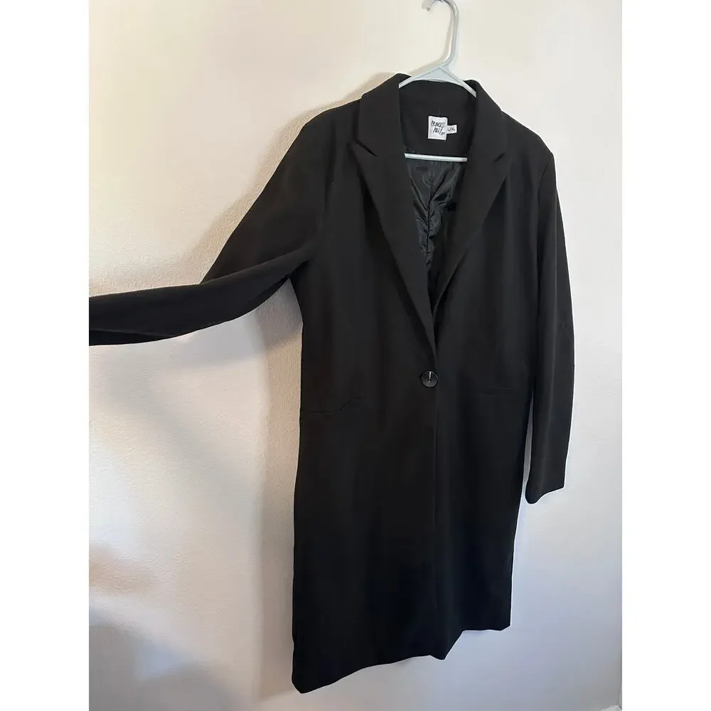 Princess Polly womens‎ L XL black oversized blazer single button jacket trench
